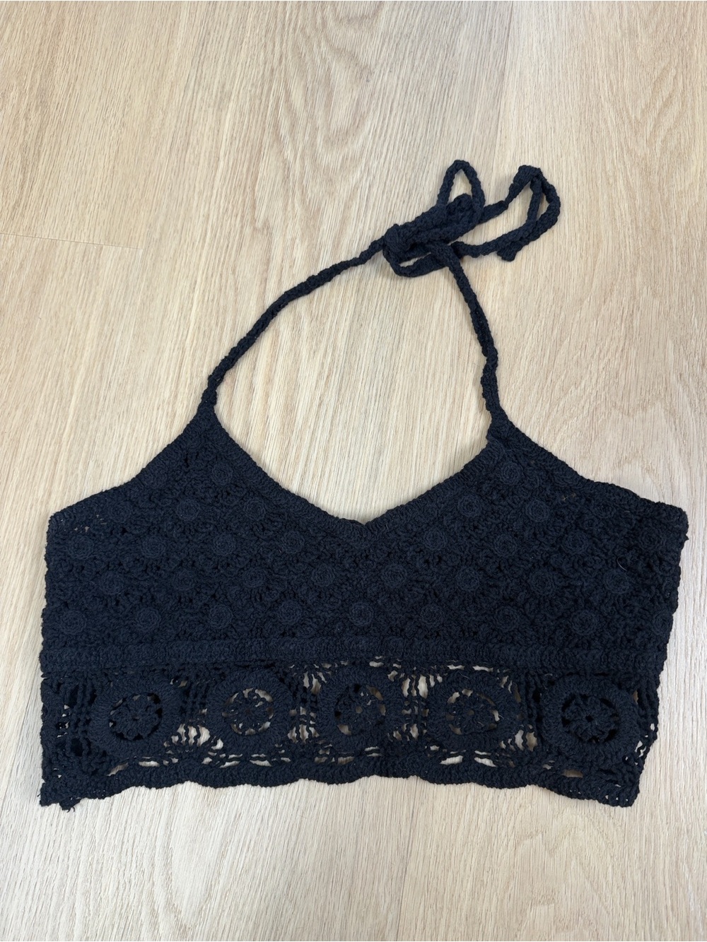 Free People Sydney Crochet Halter Bralette Top  M